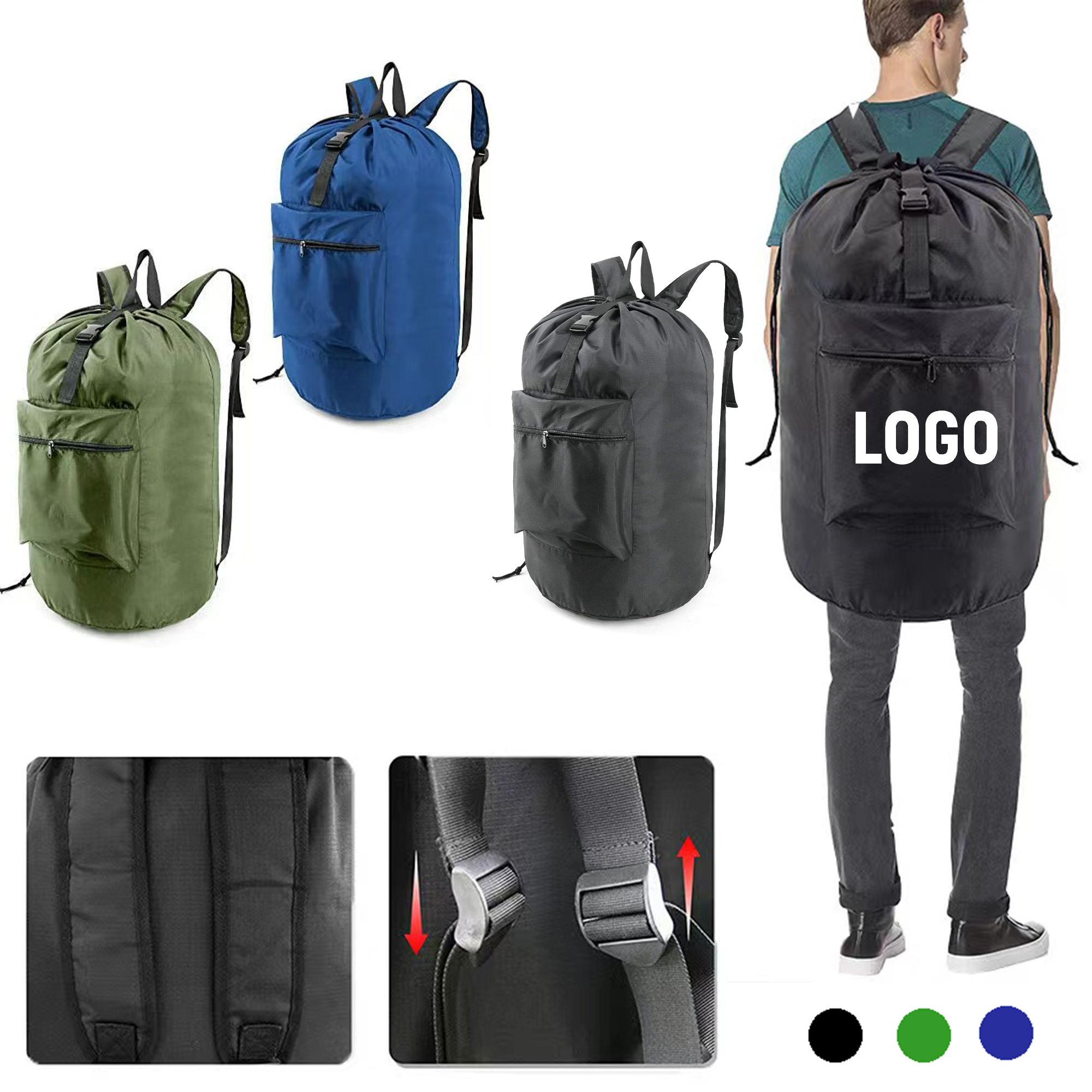 Travel Camp Black Drawstring Closure Backpack 2