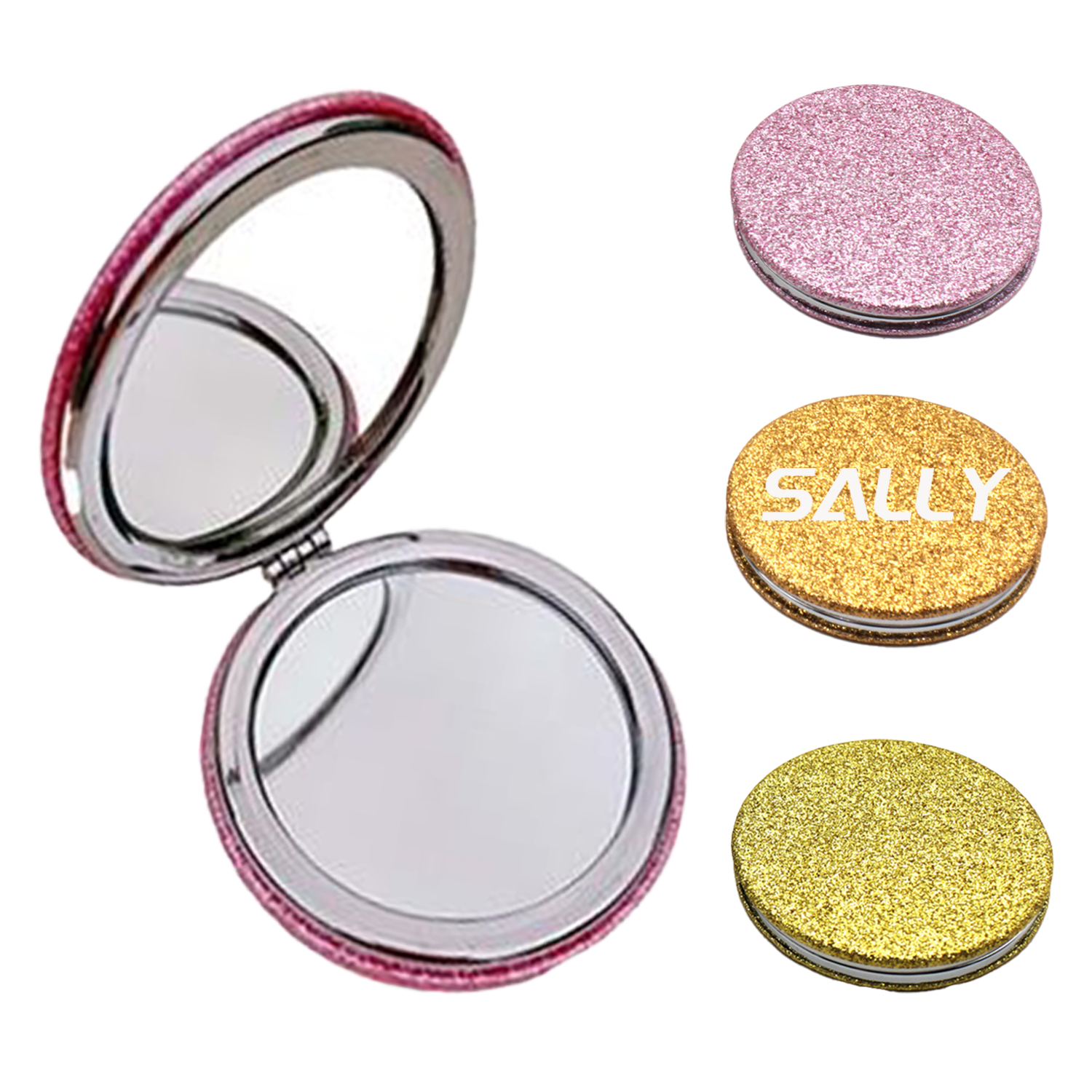 Pocket Compact Travel Leather Double-Sided Folding Mirror 1
