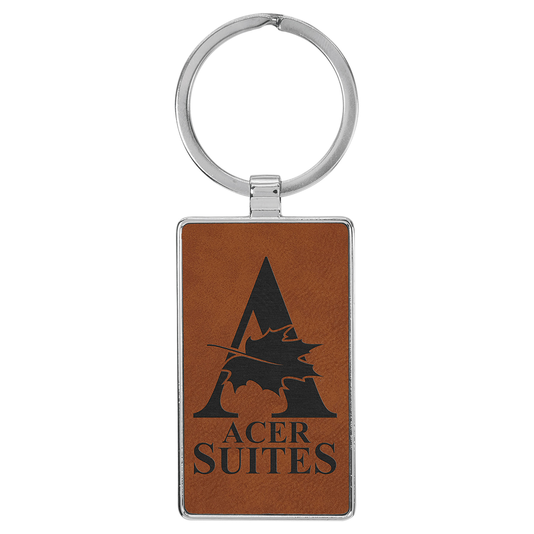 Rawhide Leatherette/Metal Rectangle Keychain 1
