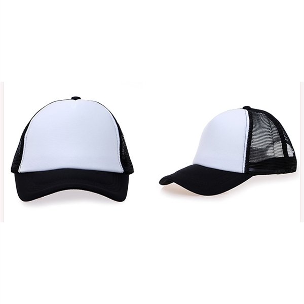 Stock 2-Tone Polyester 5 Panel Mesh Back Cap, Double Row 23