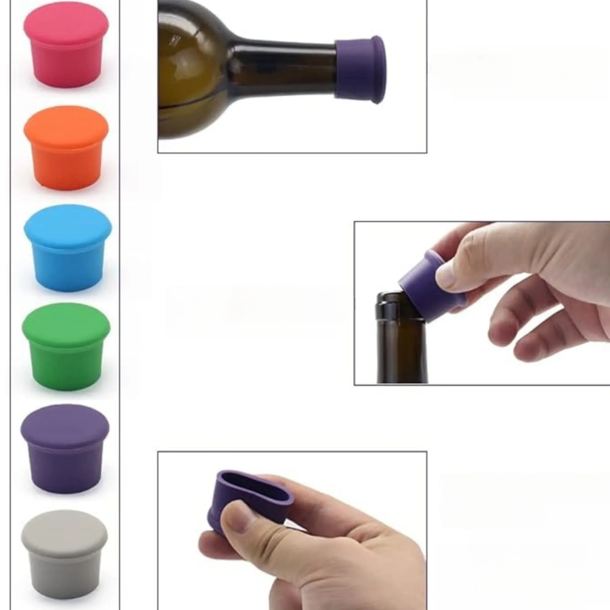 Silicone Bottle Caps Wine Stoppers Fresh Keeping Cover 5