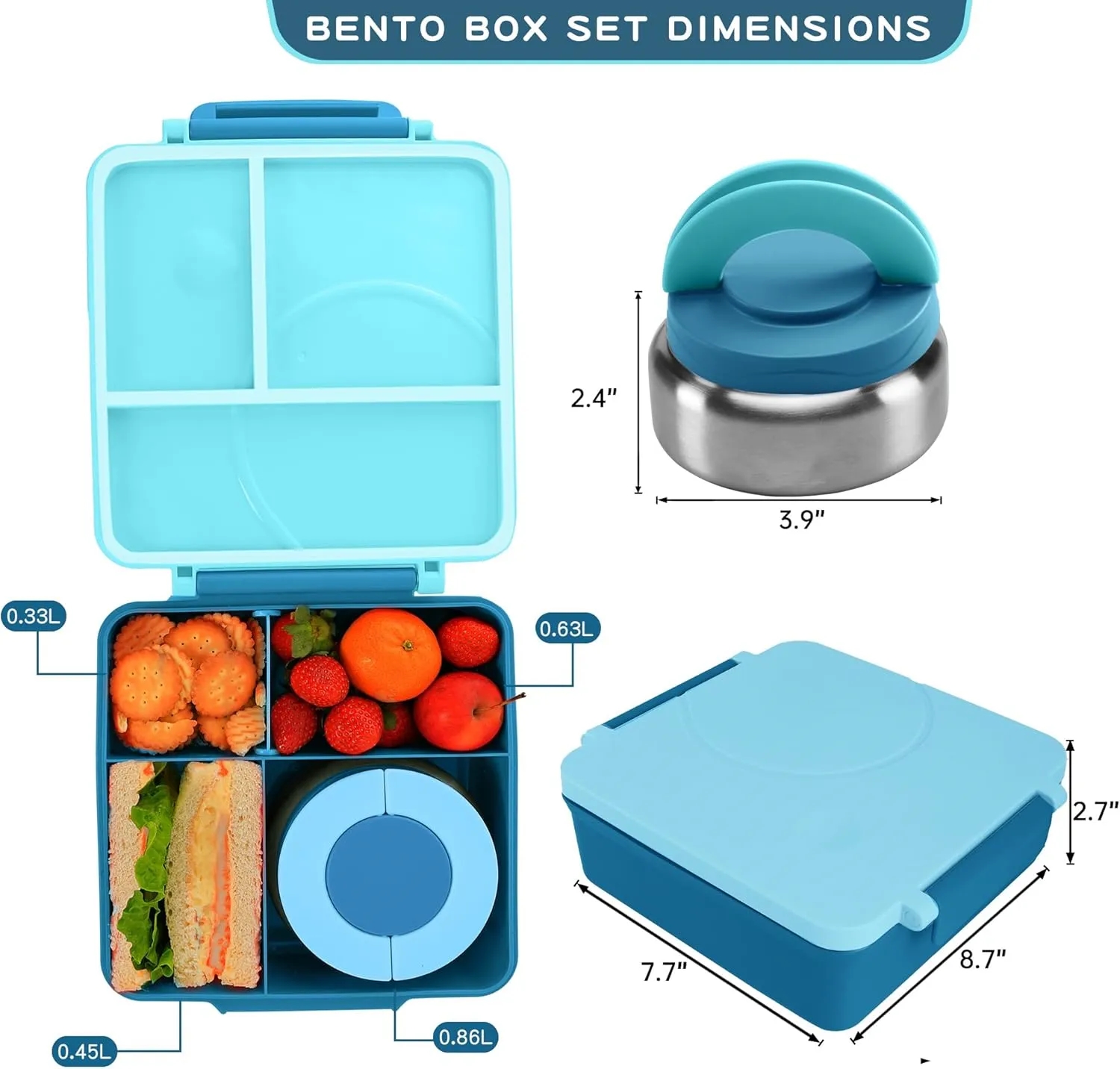 Food Grade PP Bento Lunch Box With Stainless Steel Bowl 5
