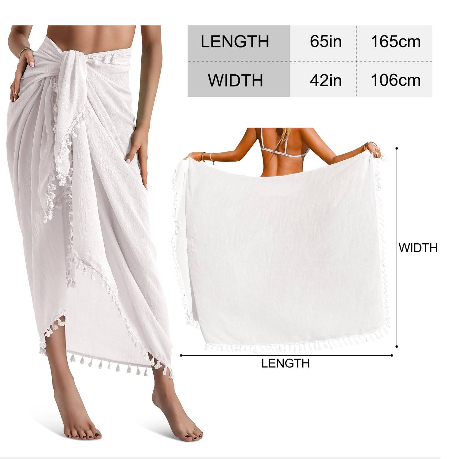 Women's Swimwear Beach Sarong Cover Up w/ Tassel 5