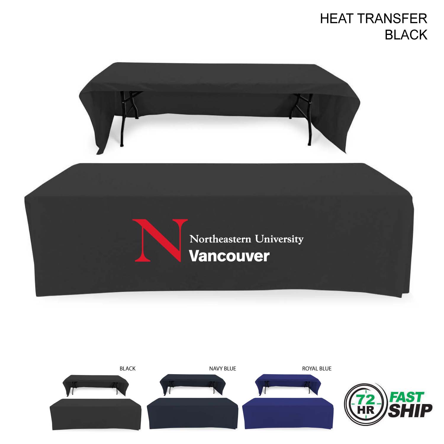 72 Hr Fast Ship - Polycotton Twill Table Throw for 8' Table, Drape style, 3 sided, Open Back 2