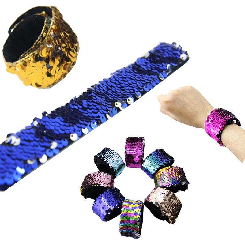Reversible Mermaid Sequins Clap Ring Bracelet 3