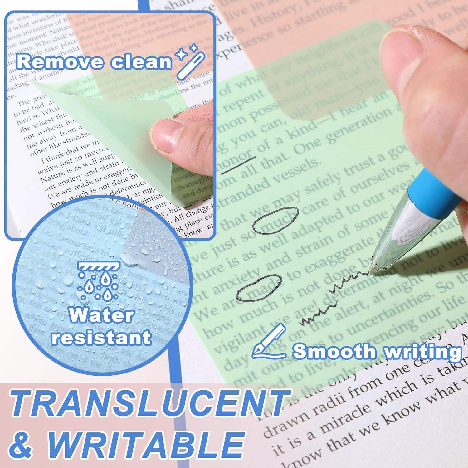50 Sheets 3x3in PET Translucent Sticky Notes 10