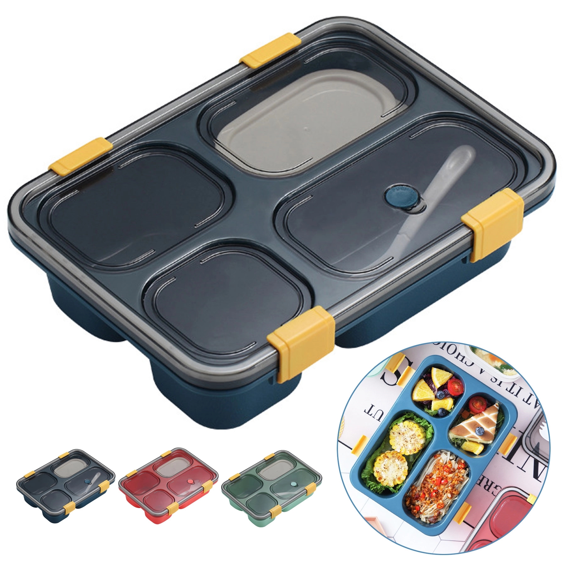 4 Compartment Containers Bento Box With Lids 2