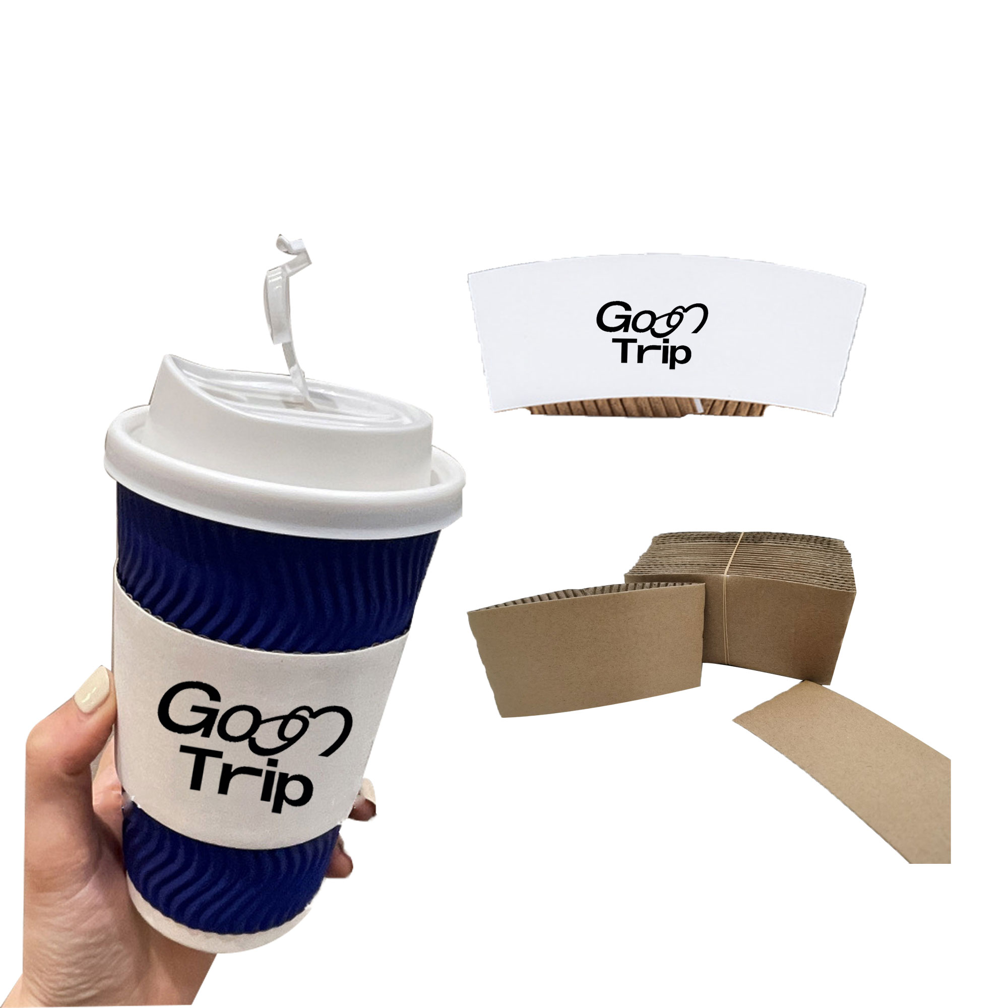 90 Caliber Corrugated Paper Cup Sleeve, custom koozie with logo imprint 2