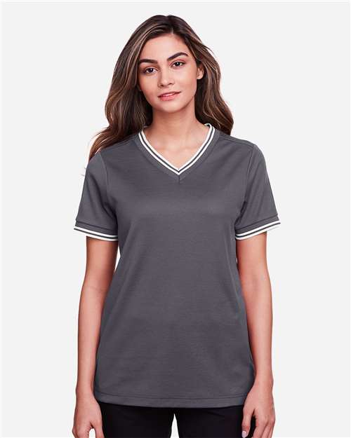 Women's CrownLux Performance® Plaited Tipped V-Neck Shirt - DG20CW 23