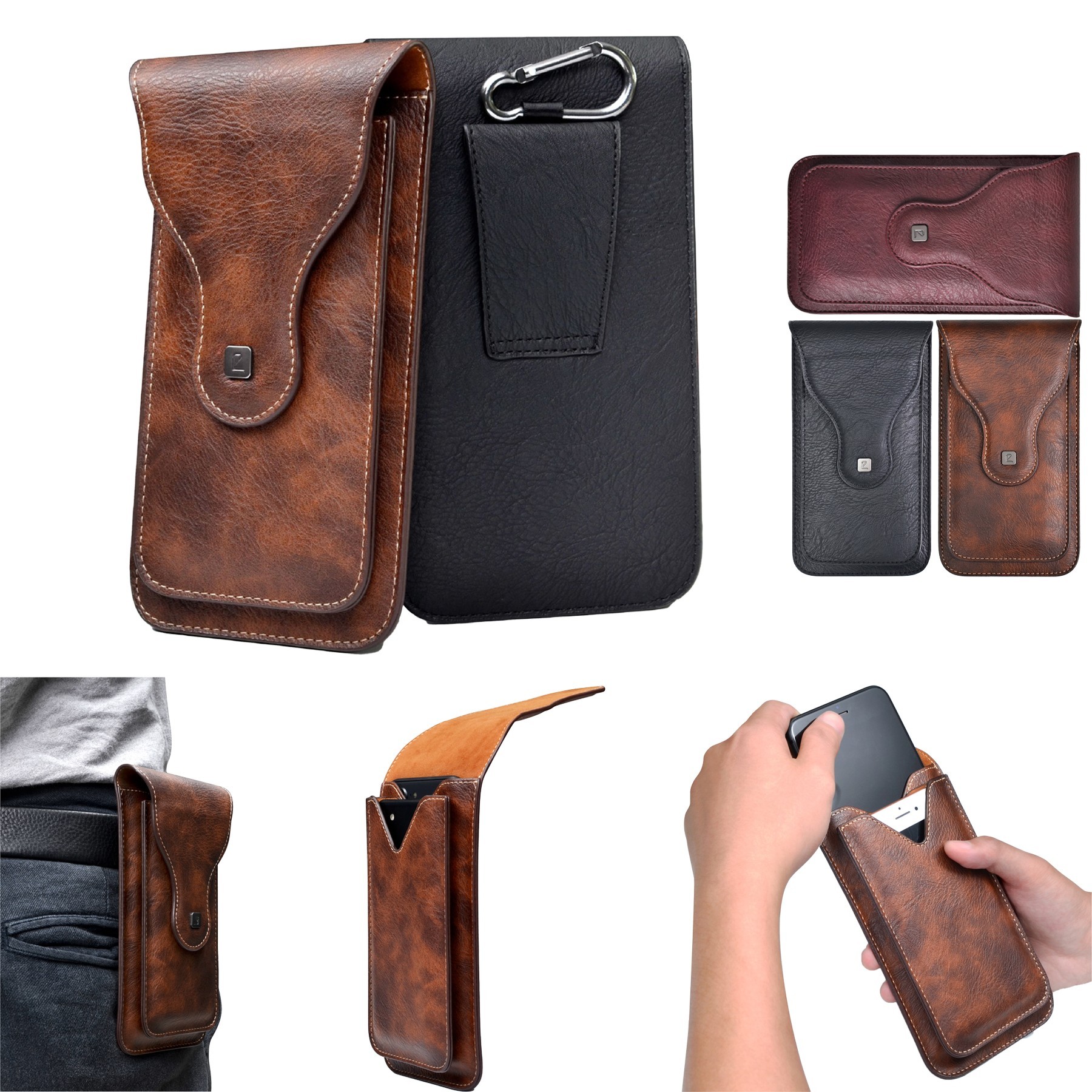Cell Phone Pouch PU Holster Case with Belt Clip Cover