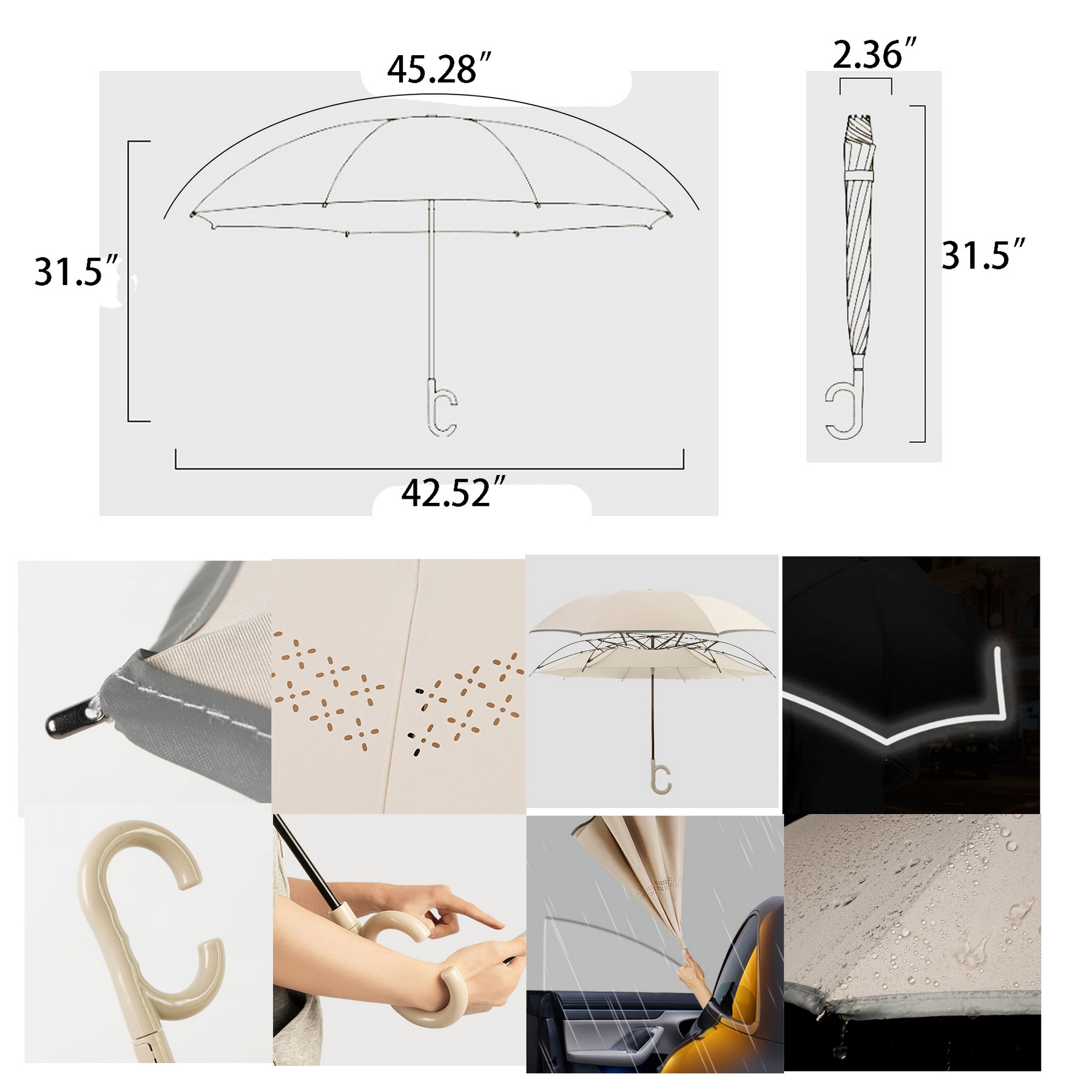 Color Matching Handle Automatic Double Reverse Umbrella 5