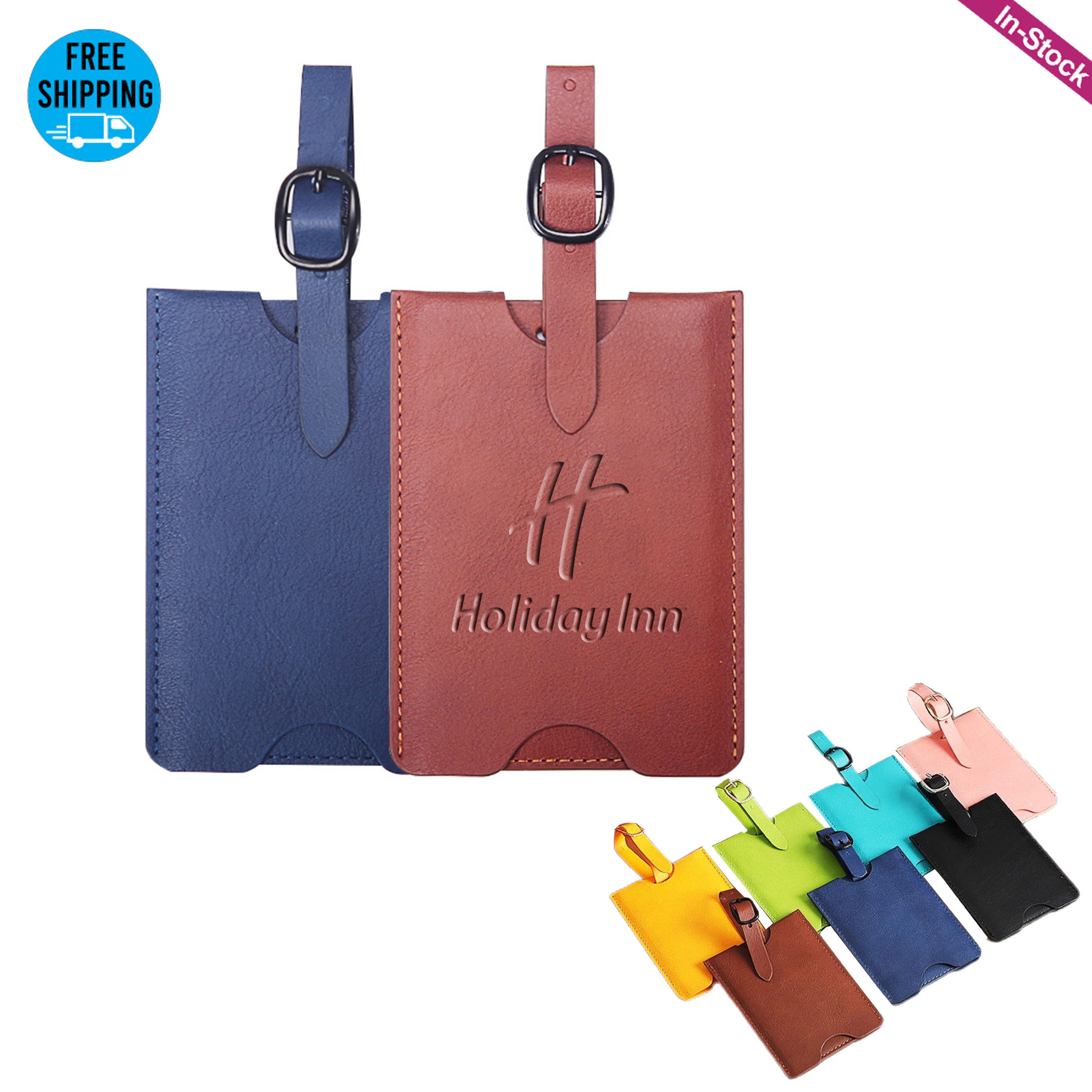 Debossed Premium PU Leather Luggage Bag Tags 7
