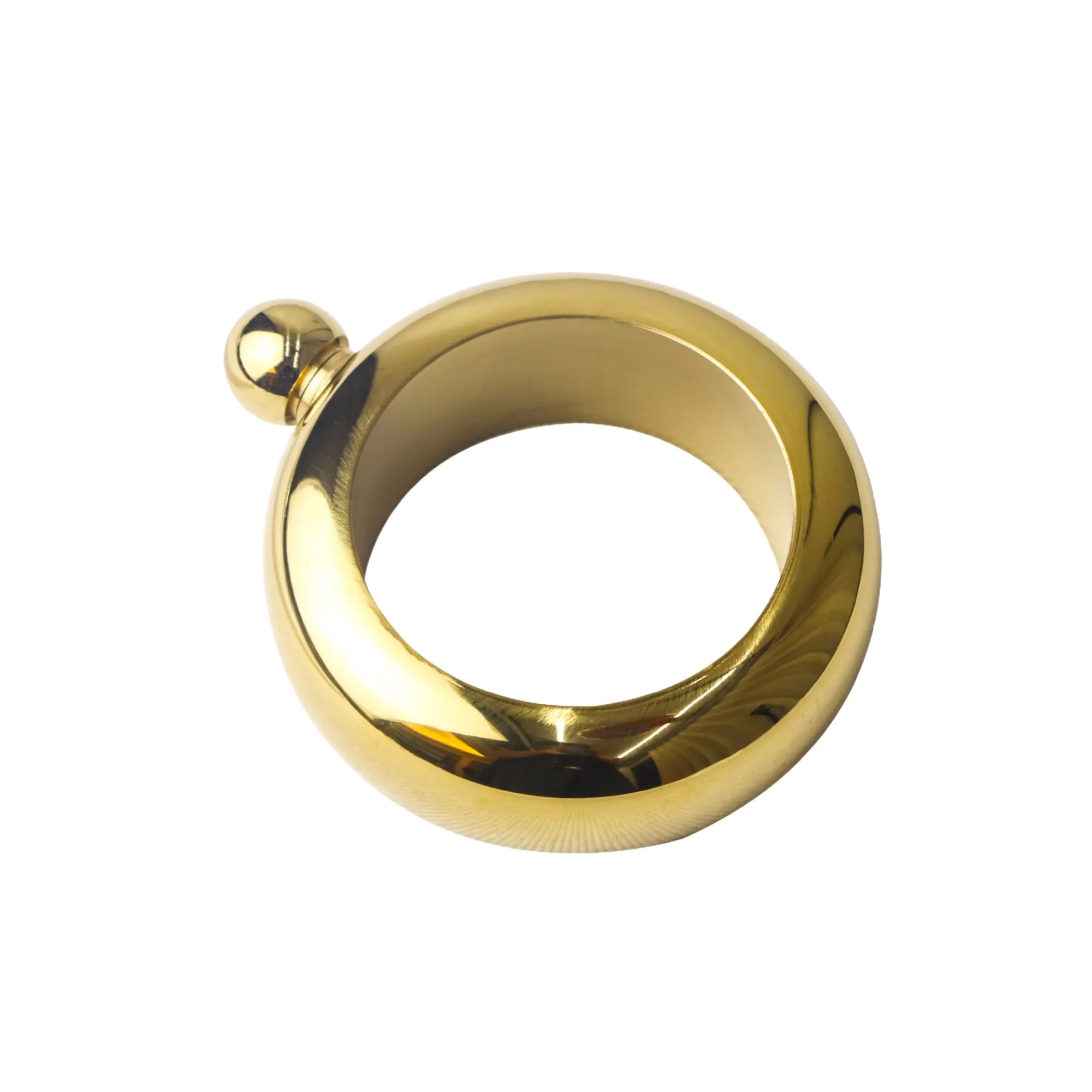 3.5oz 304 Stainless Steel Ring Shaped Hip Flask, custom water bottle with logo imprint 2
