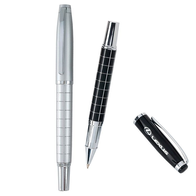 Landmark Cap Off Rollerball Pen w/ Diamond Cut Grid Accent