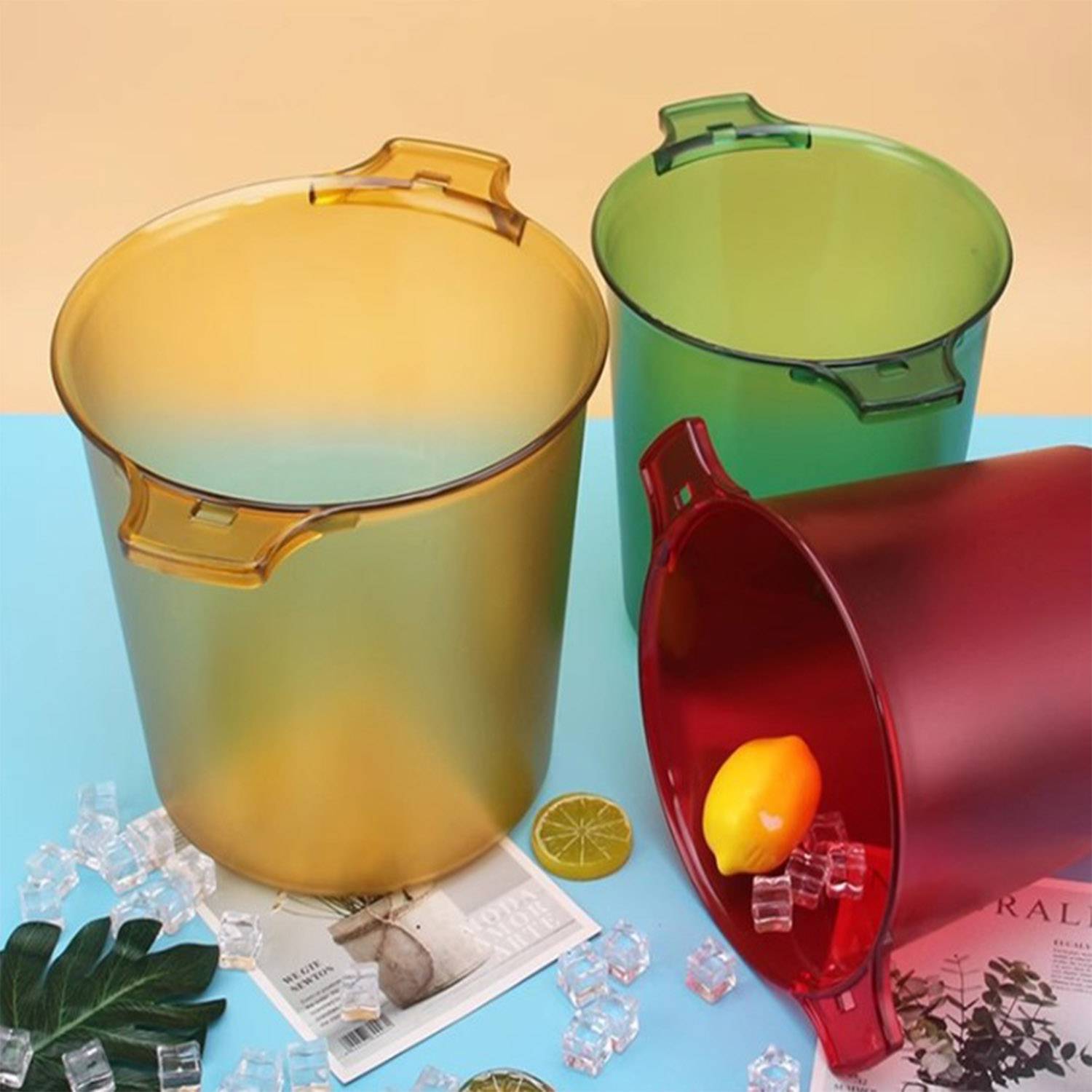 Double Ears Acrylic Plastic Ice Bucket 8