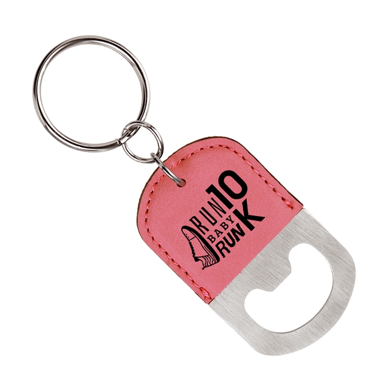 Sleek Round-Top Leatherette Bottle Opener Keychain 2