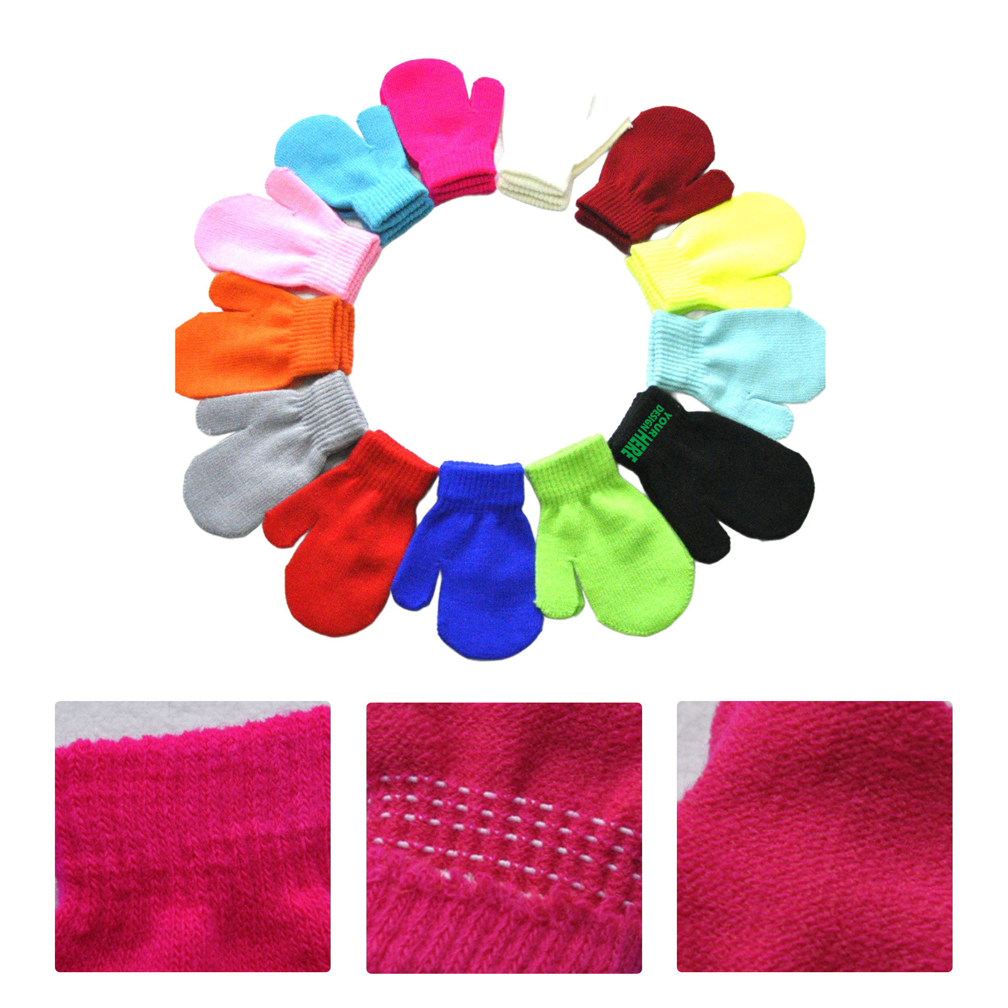MOQ50 Winter Baby Knitted Mittens With Custom Logo 2