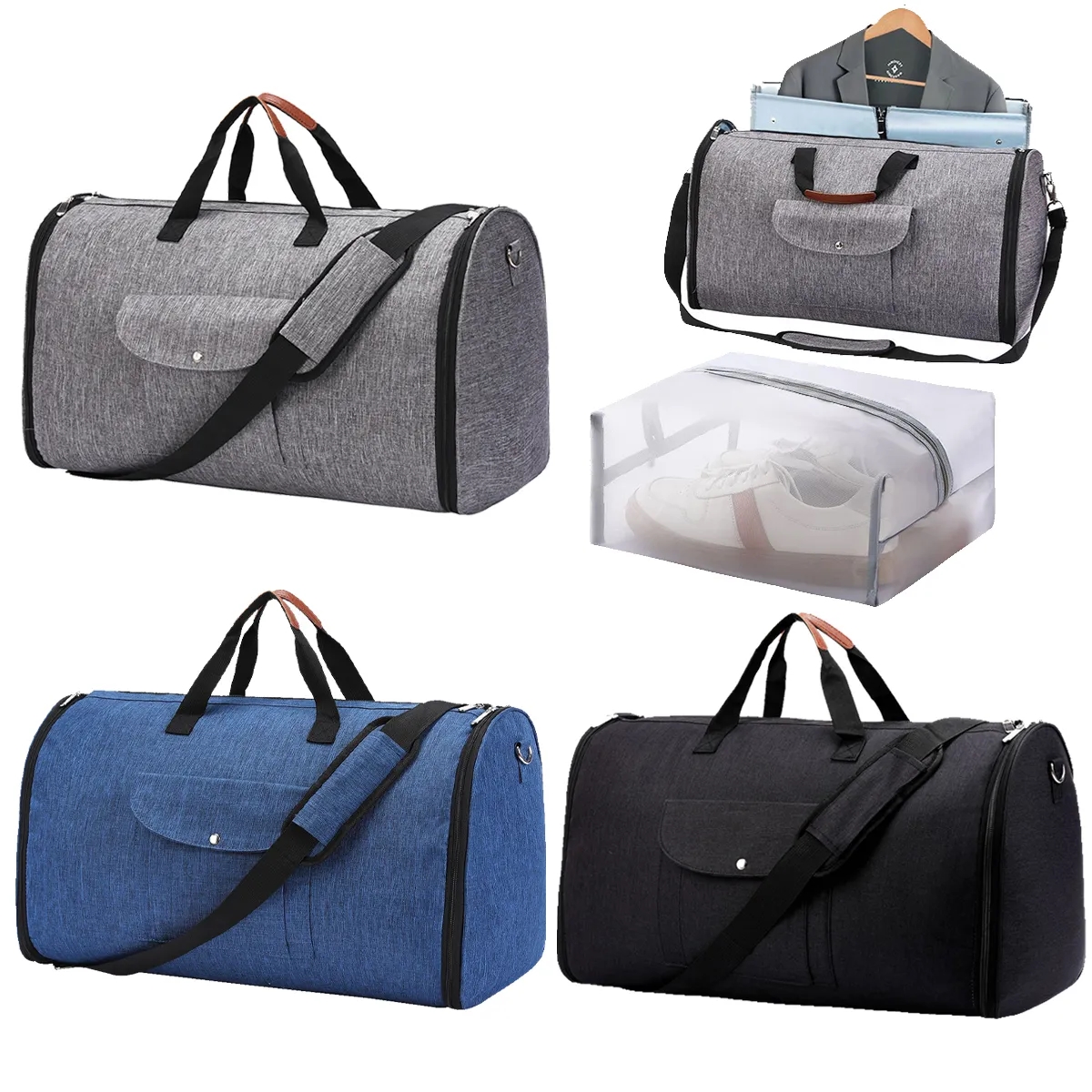 Convertible Garment Duffel Bag with Shoe Pouch for Travel 5