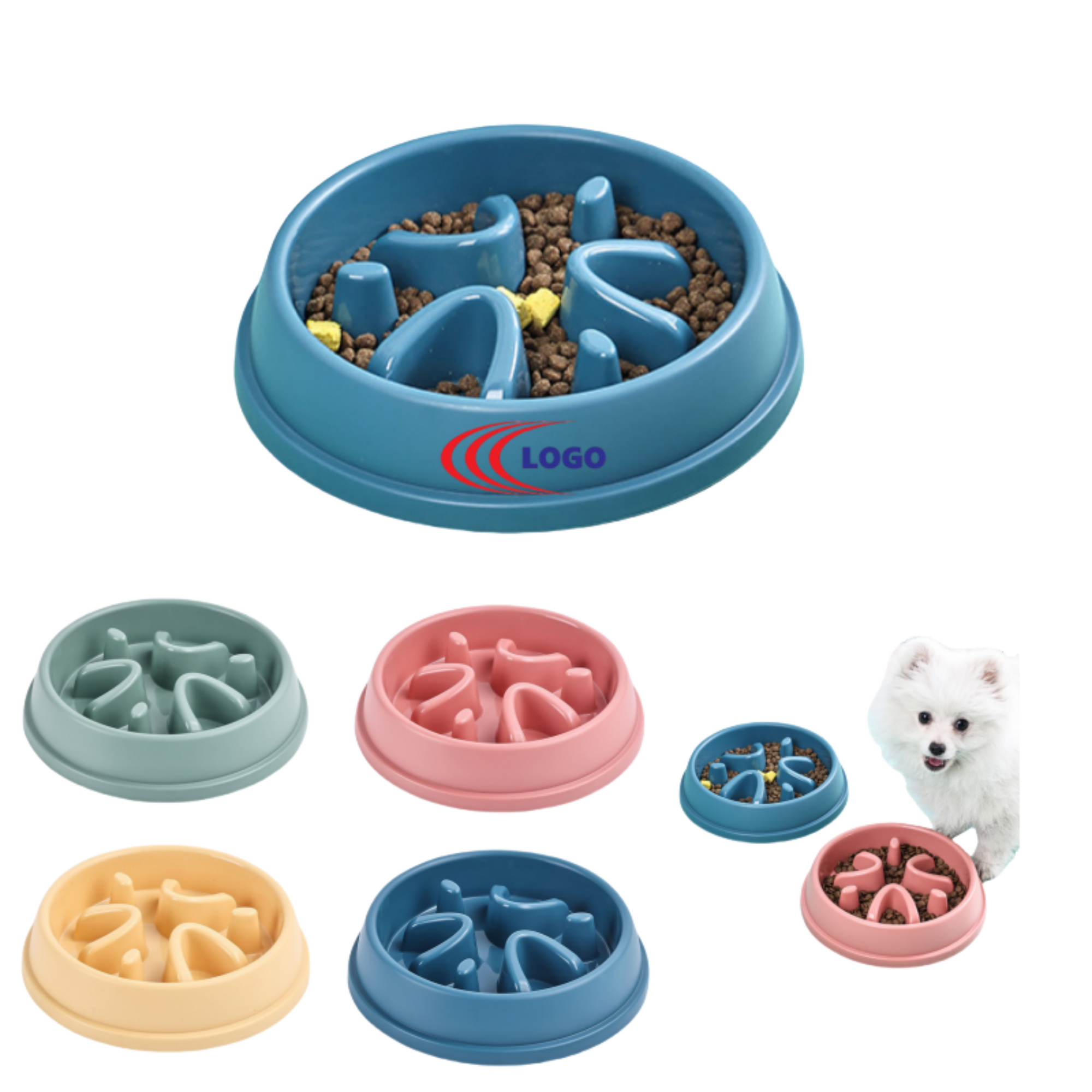 MOQ 50PCS Plastic Multicolor Dog Slow Feeder Pet Bowl 3