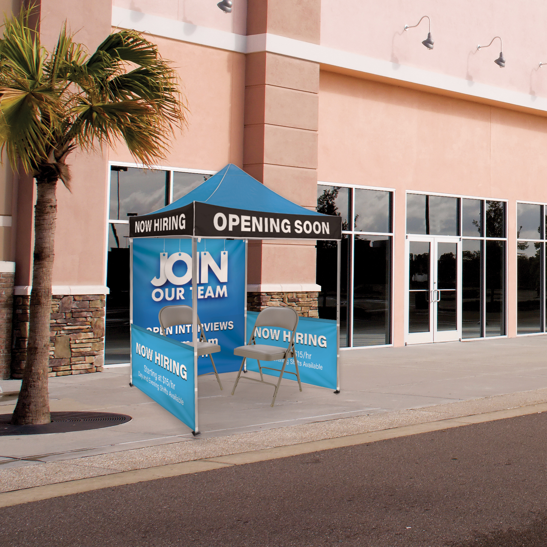 6.5' Square Canopy Tent with 1 Full Double Sided Wall & 2 Double Sided Half Walls 15