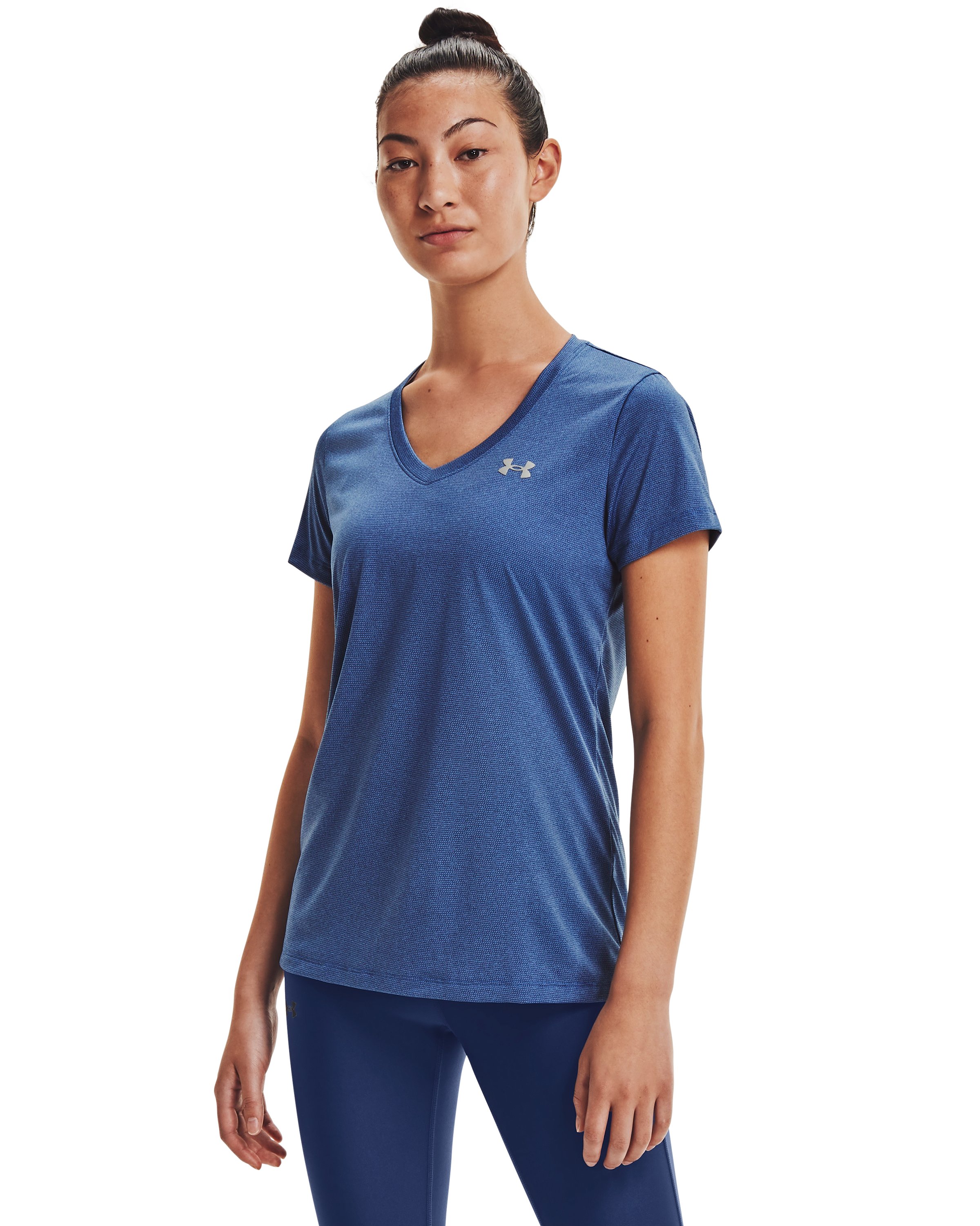 Women's UA Tech Bubble Heather Short Sleeve V-Neck  7