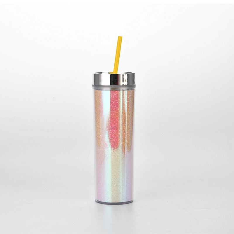 Custom Transparent AS Plastic Sequin Straw Tumbler 4