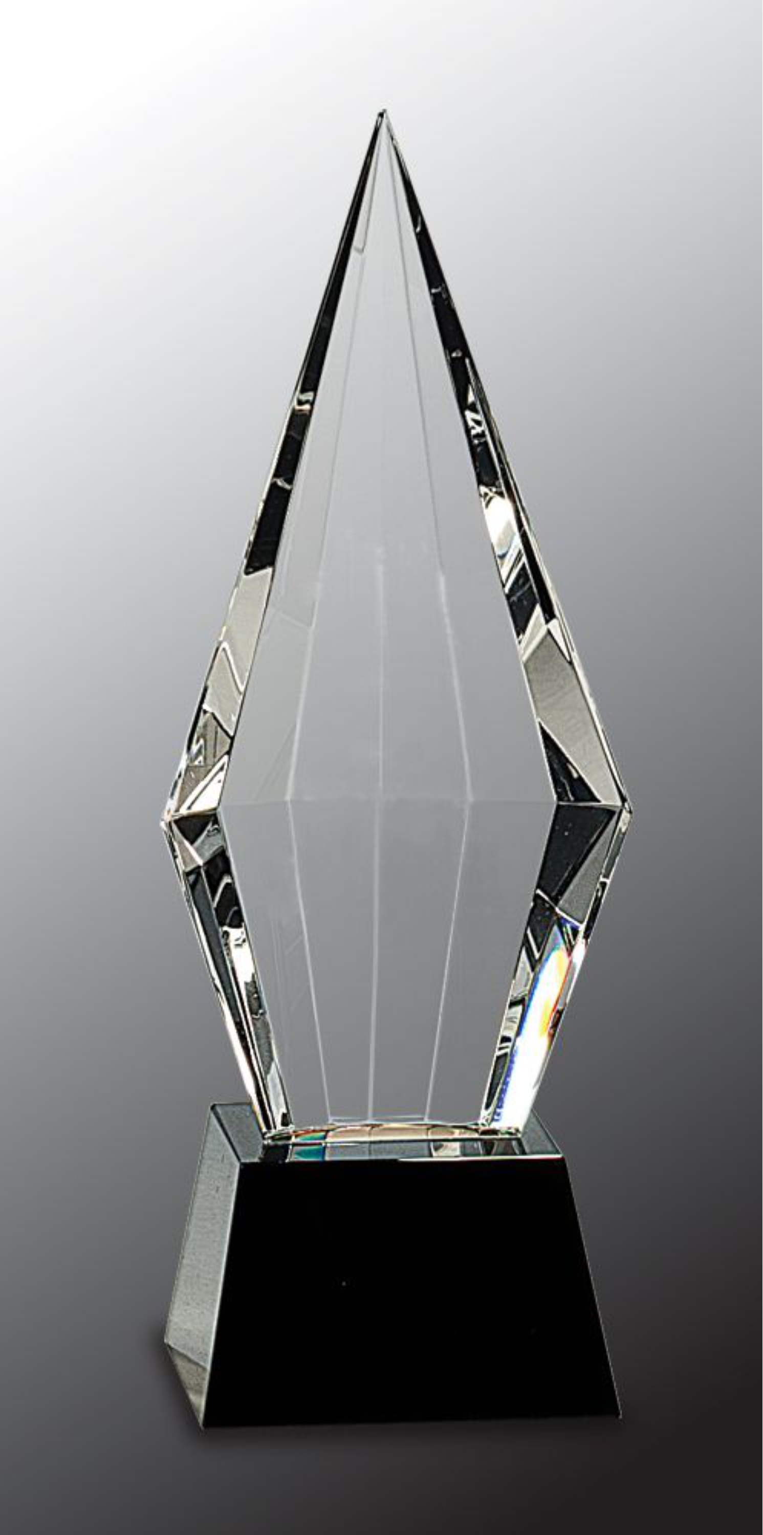 9 1/2" Obelisk Facet Crystal on Black Pedestal Base Crystal Award 3