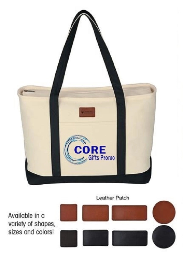 Canvas Tote Bag with an External Pocket, custom tote bag with logo imprint 3