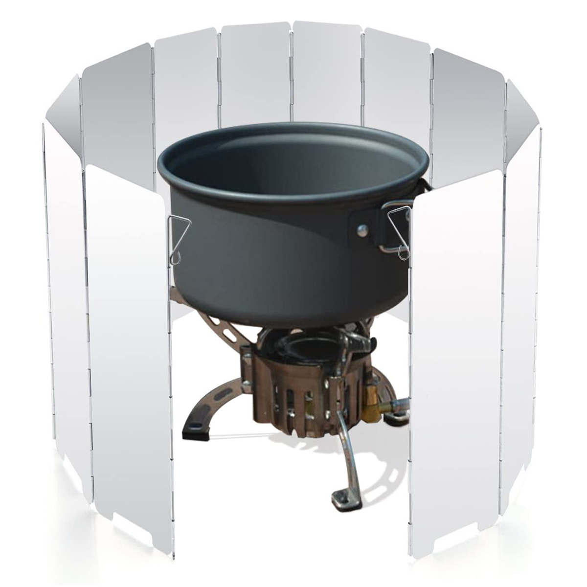 Outdoor 12 Plates Foldable Camping Stove Windshield 3