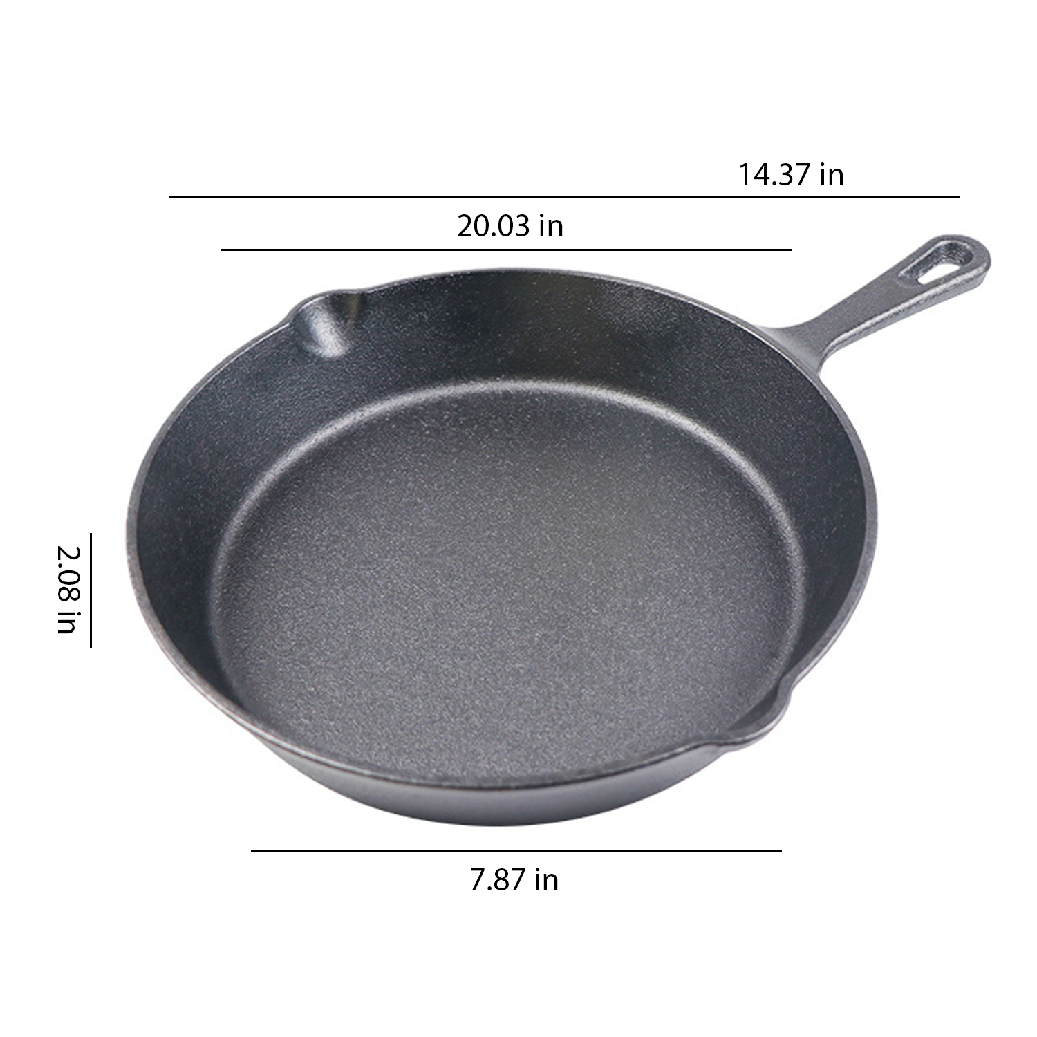 Outdoor BBQ Fry Meat Single Handle Cast Iron Round Pan 4