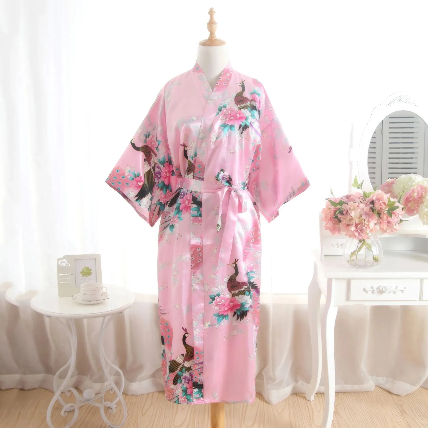 Summer Imitation Silk Bathrobe 5