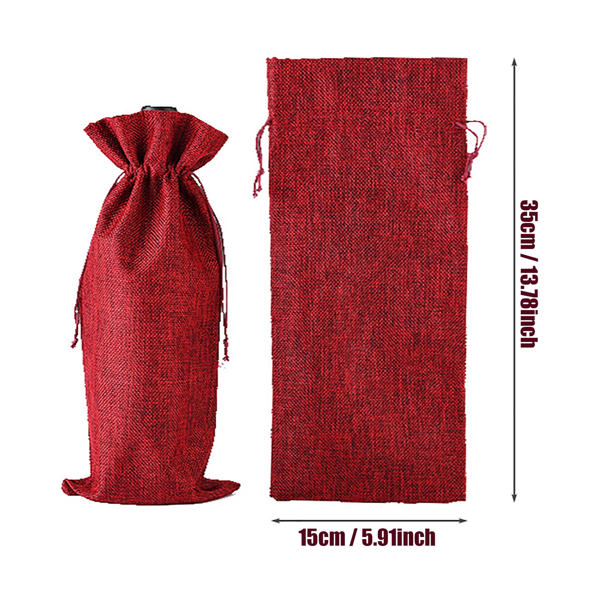 Drawstring Burlap Wine Bag 5