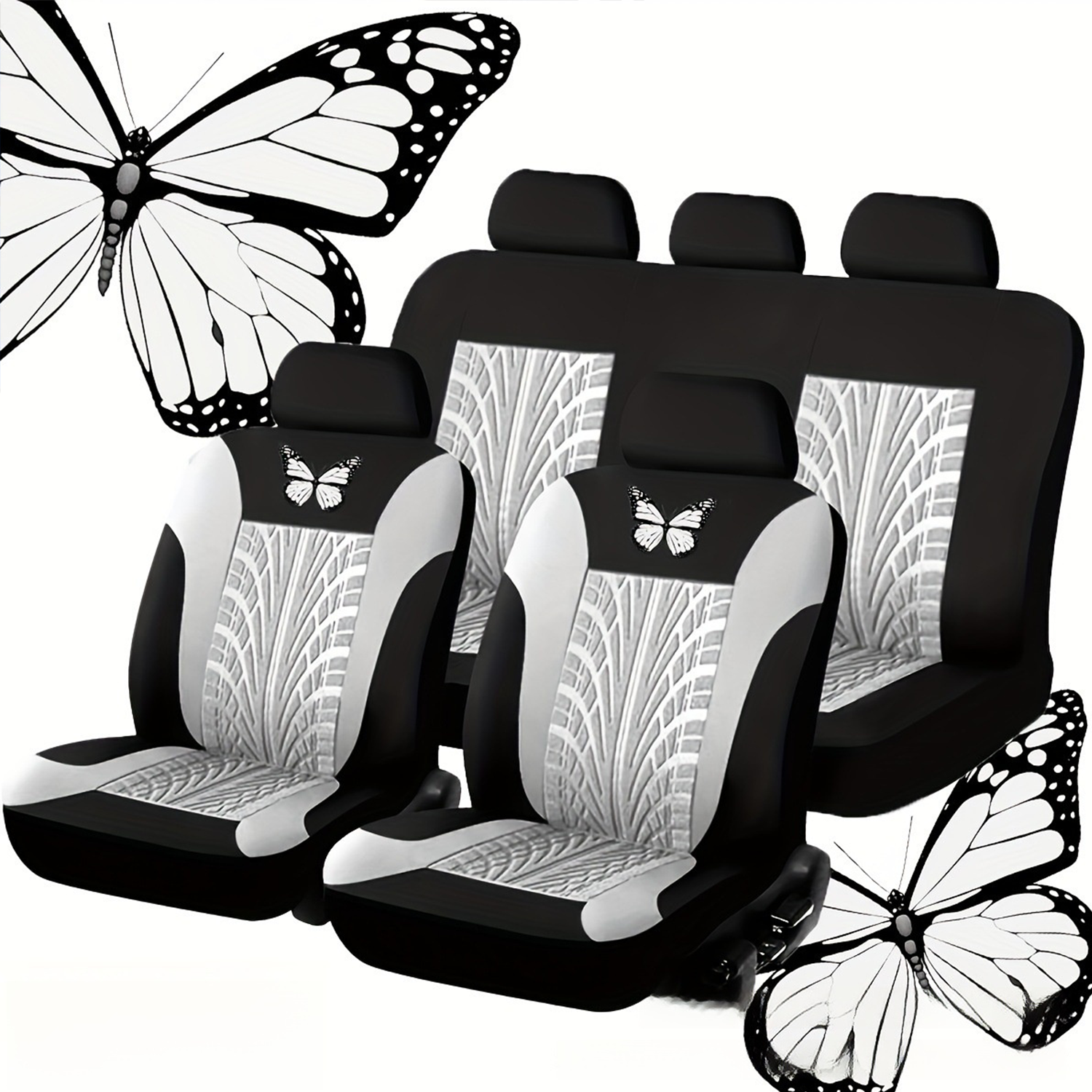 Full Set Fashion Butterfly Cloth Cushion Mat Car Seat Cover 1