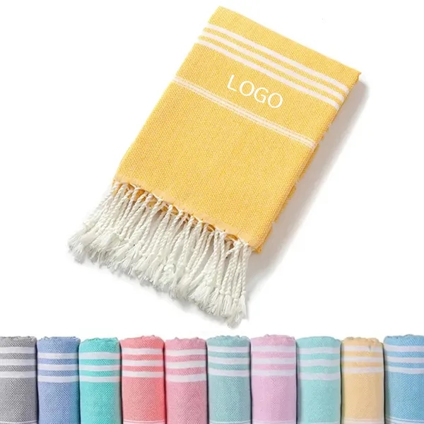 Fringed Jacquard Striped Bath Towel - Poly-Cotton Blend 2