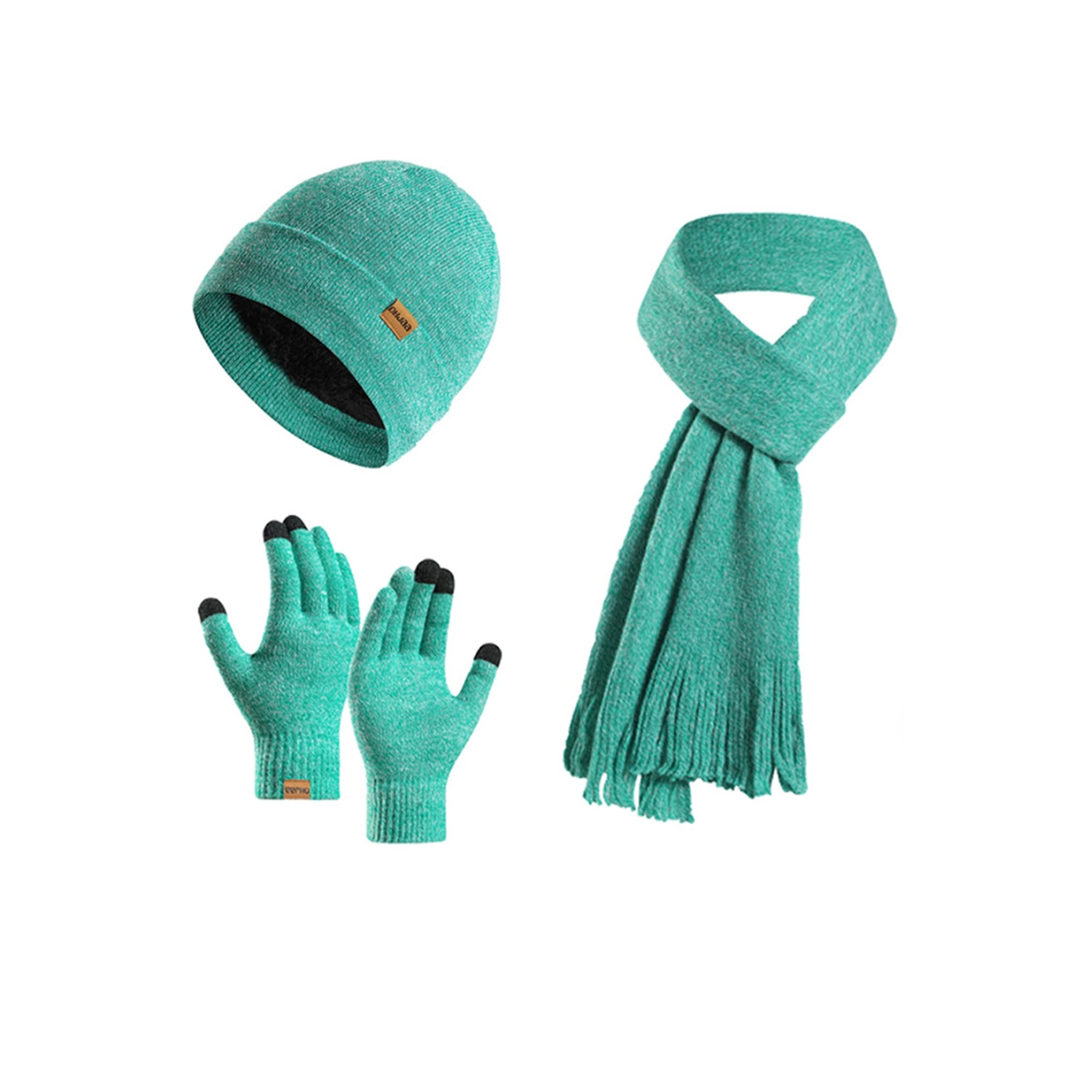 Beanie Hat Scarf Touch Screen Gloves Set 8