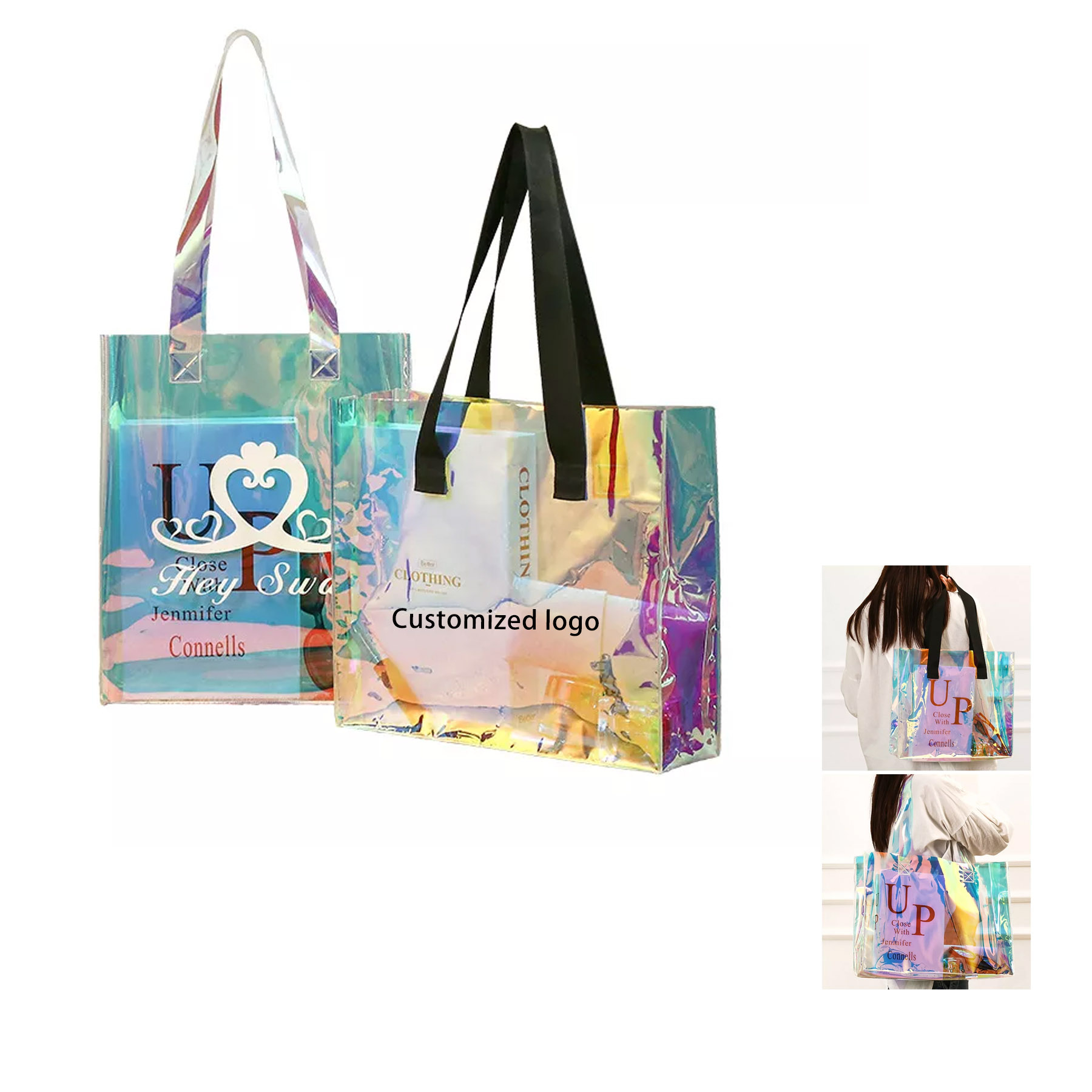 Clear Transparent Laser PVC Shopping Tote Bag 2