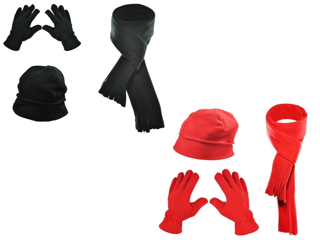 Hat Scarf Glove Fleece Set 2