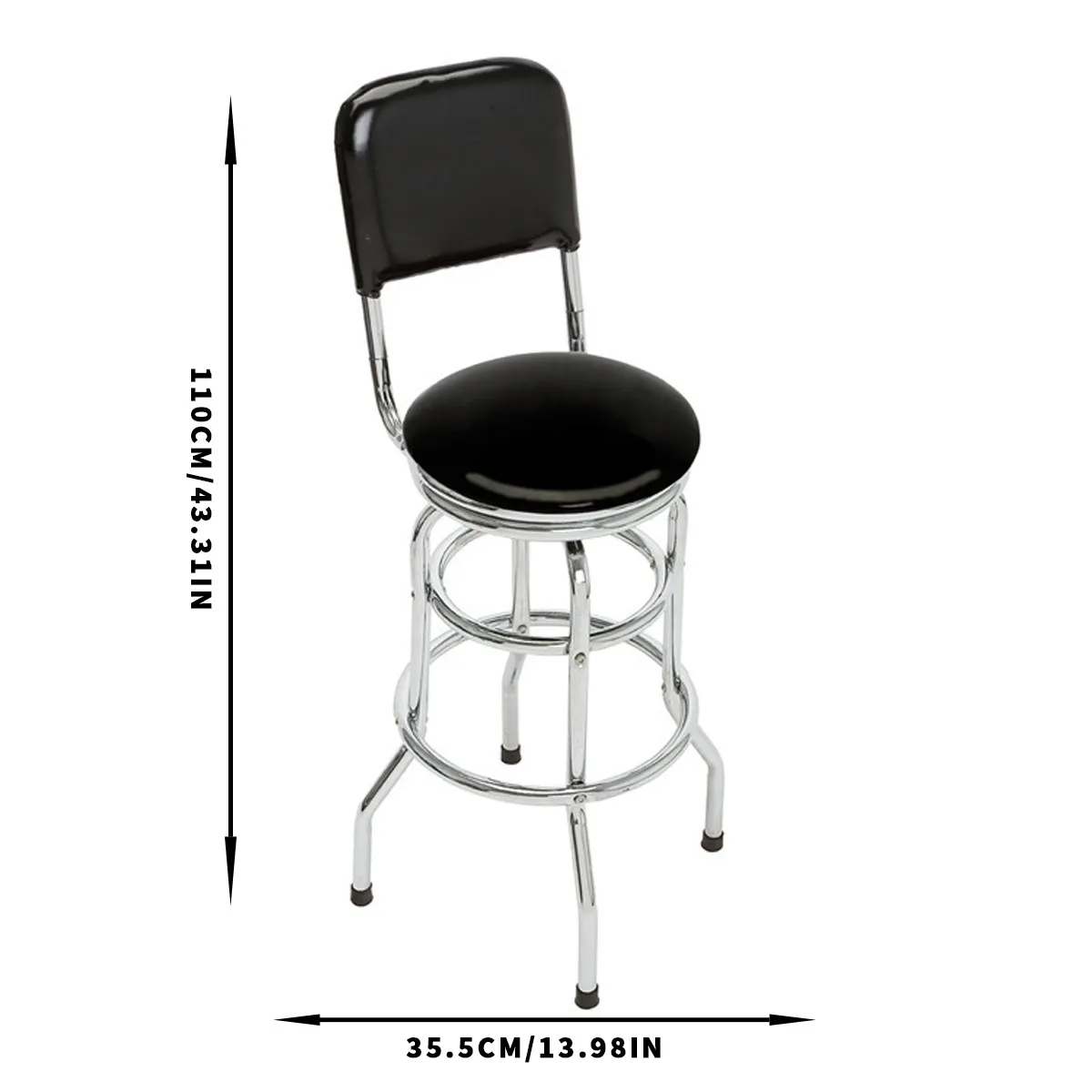 Double Ring Padded Bar Stool with Backrest & Chrome Base 4