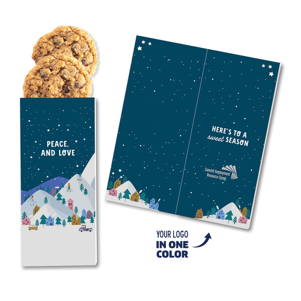 One Color Foil-Stamped Stock Holiday Sentiment Sweeter Cards with Oatmeal Raisin Cookies 1