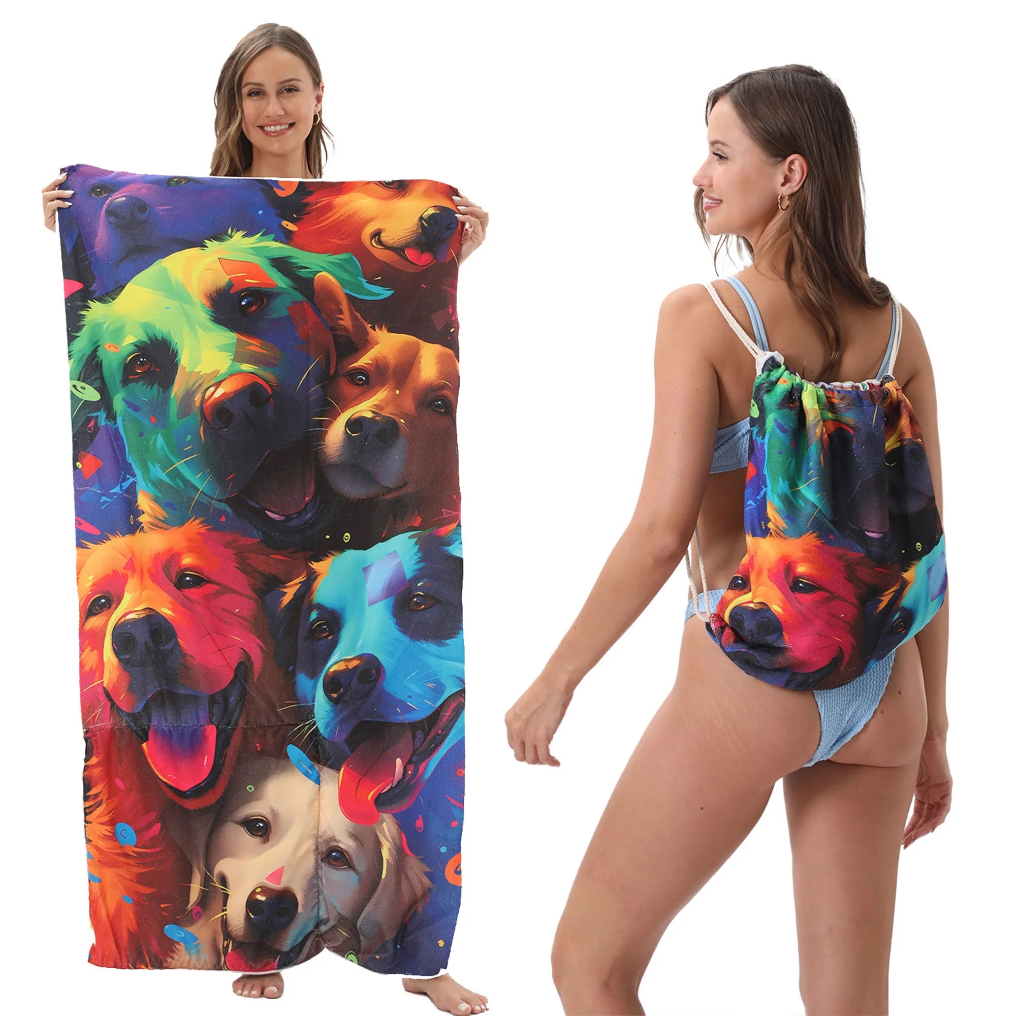 Versatile 2-In-1 Foldable Beach Towel With Storage Bag 2