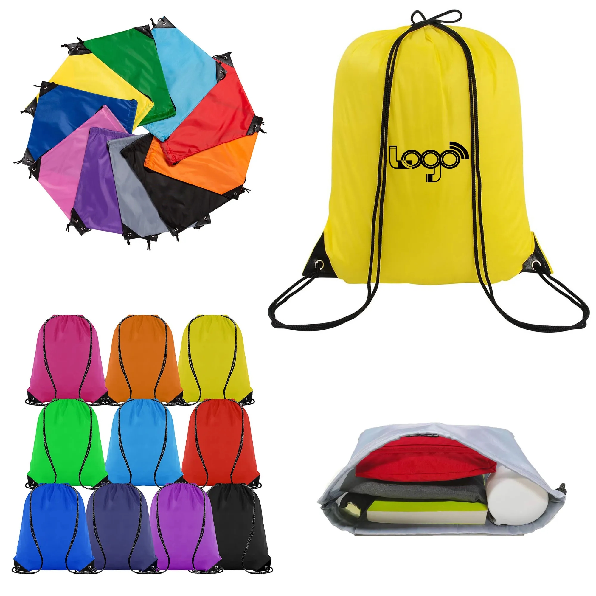 Sport Storage Drawstring Backpack Bag MOQ 100PCS
