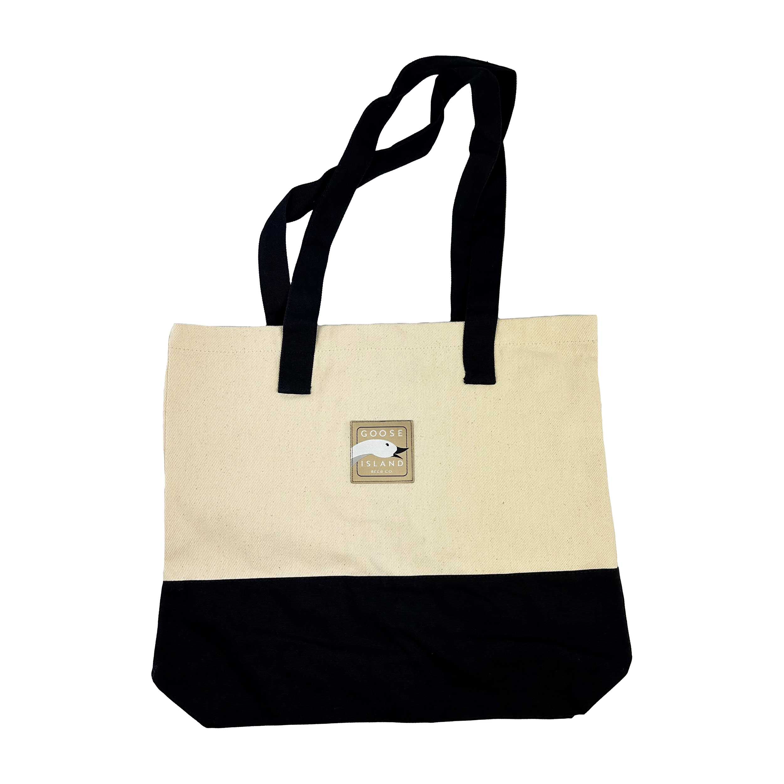Color block Cotton Tote w/ Sewn Woven Patch - "Elite" Weave