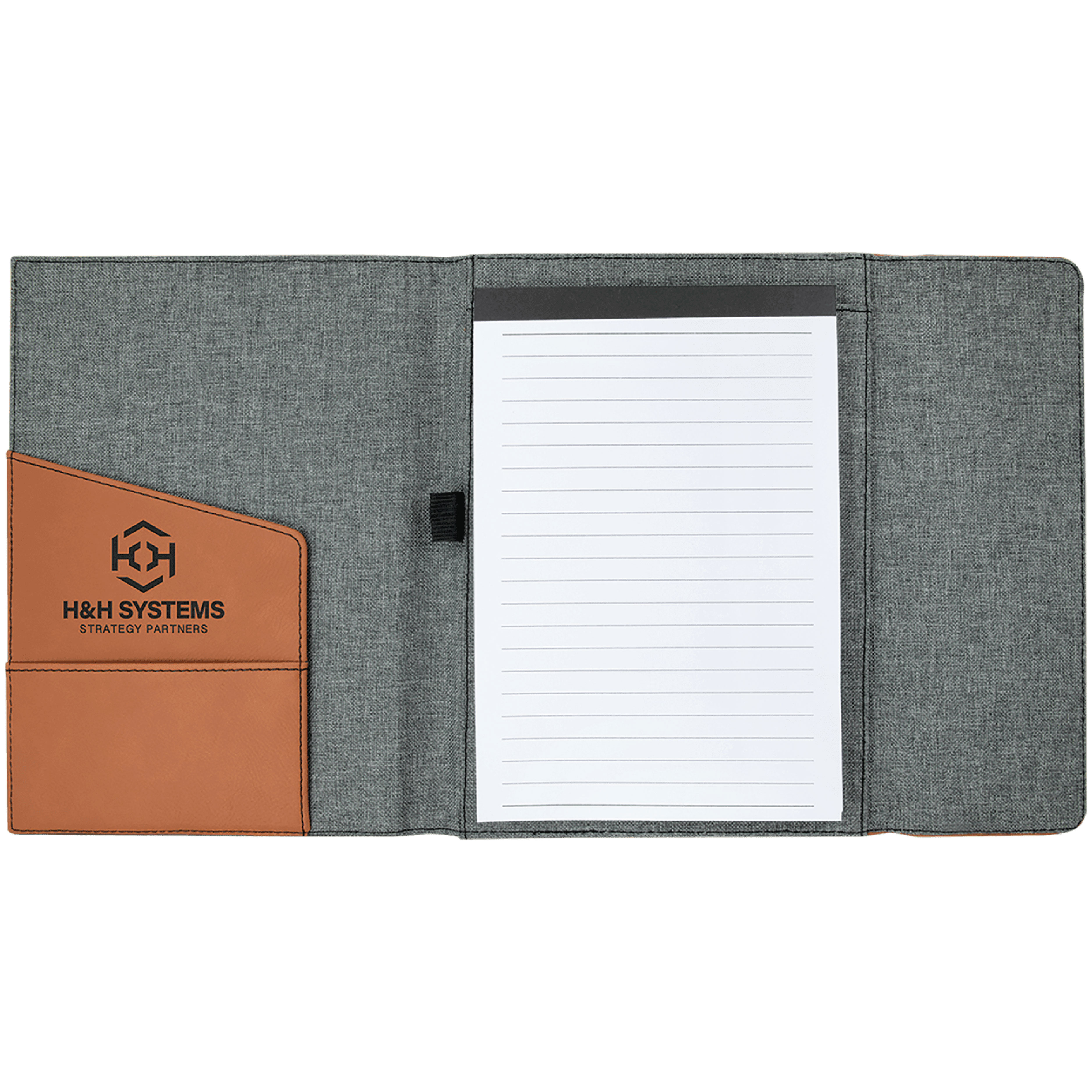7" x 9" Rawhide Leatherette & Gray Canvas Portfolio 6