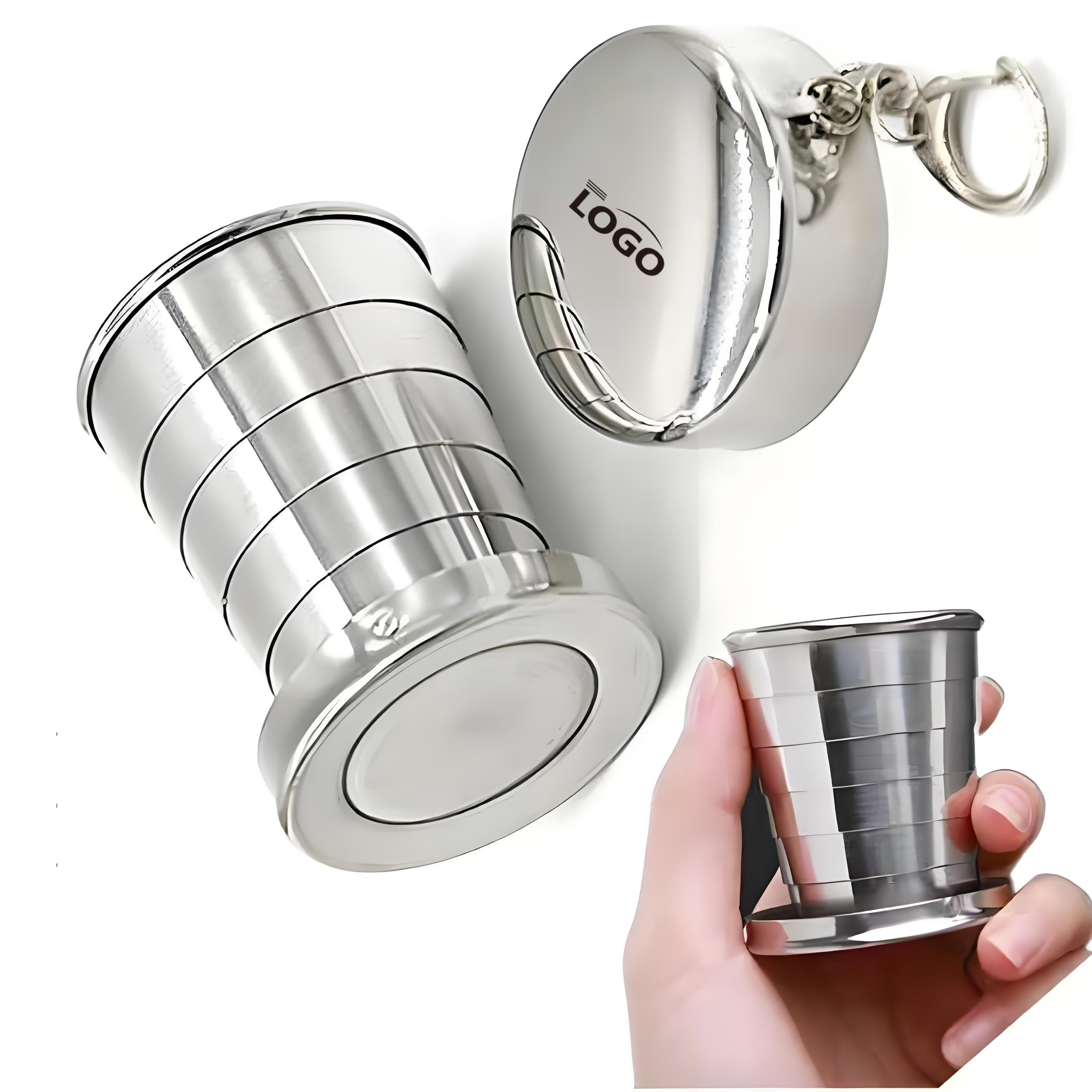Collapsible Stainless Steel Travel Cup with Keychain 2