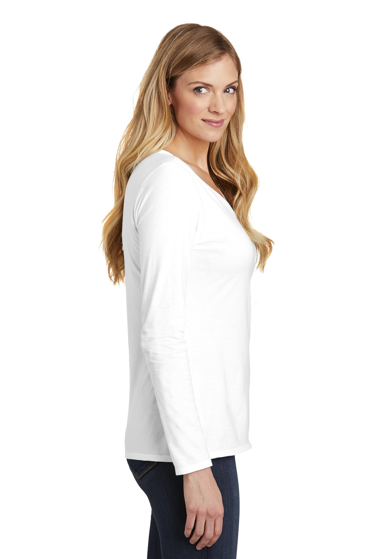 District Women's Very Important Tee Long Sleeve V-Neck. DT6201 18