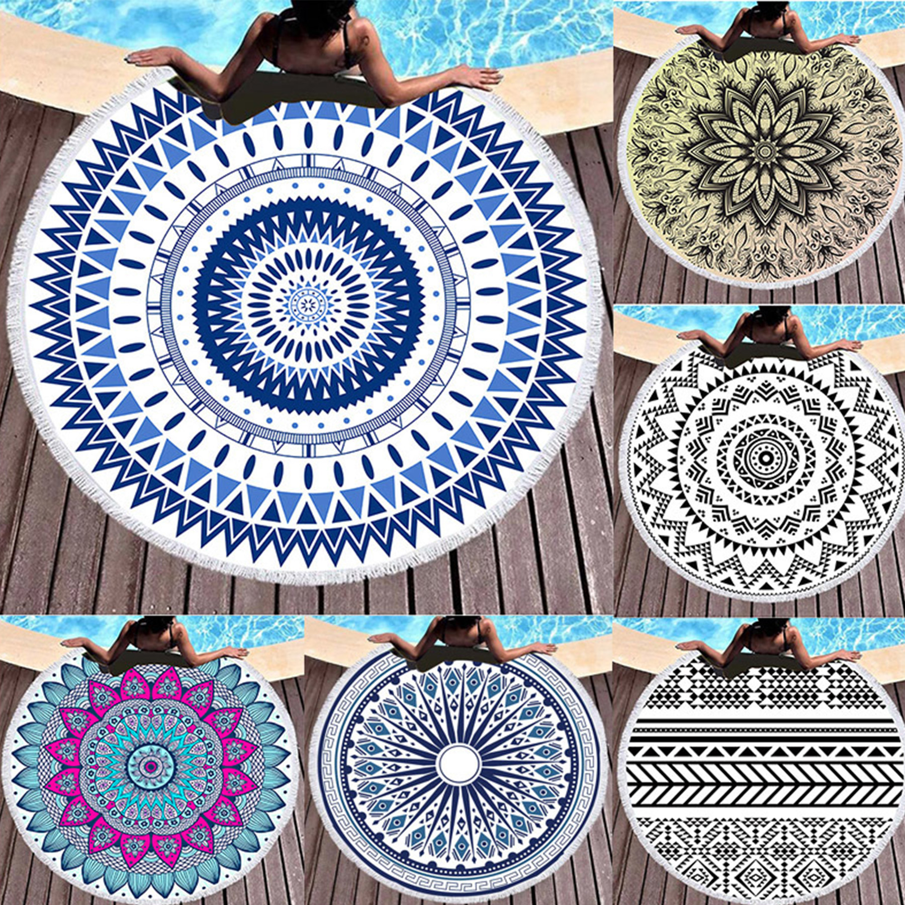 Round Beach Towels With Tassel 2