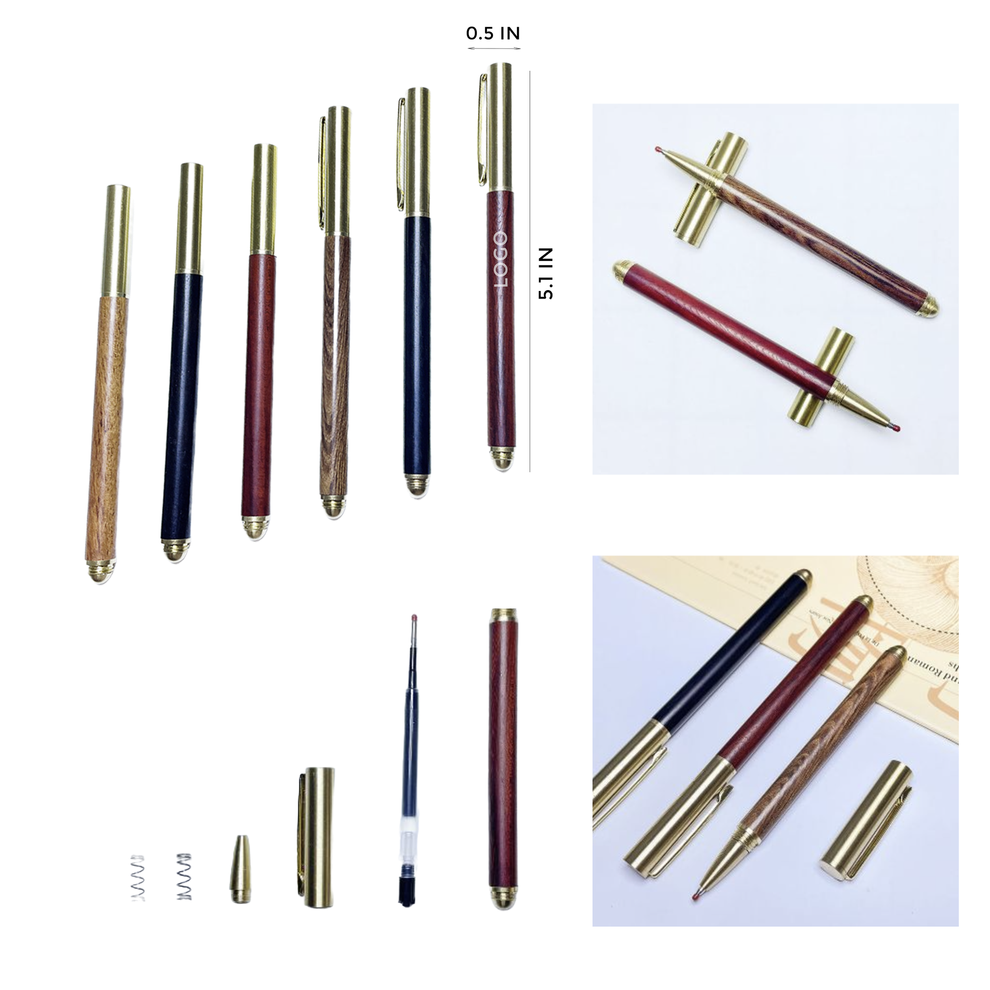 MOQ 10 PCS Luxurious Brass Pen With Sandalwood Pen Body 1