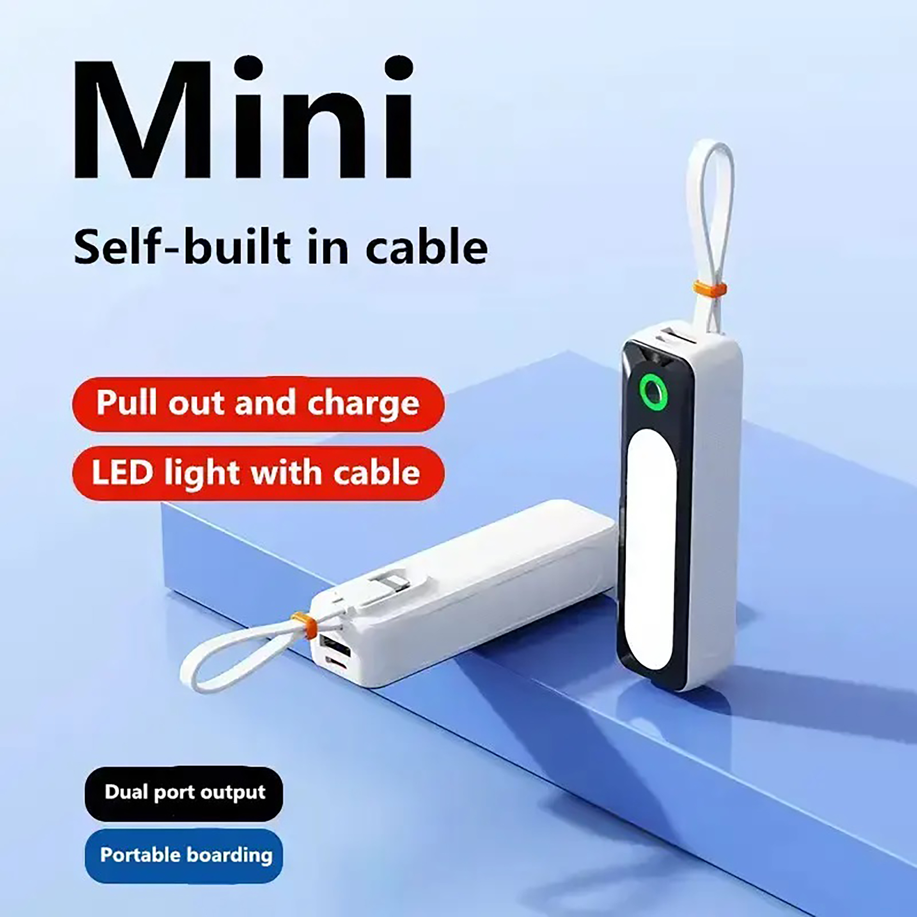Mini Portable 5000mAh Pocket Power Bank With Led Lighting 4
