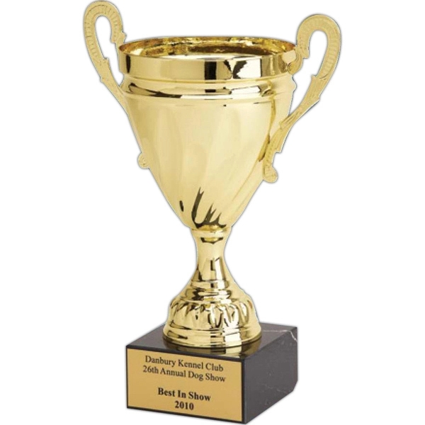 10.5" Metal Loving Cup On Solid Marble Base 1