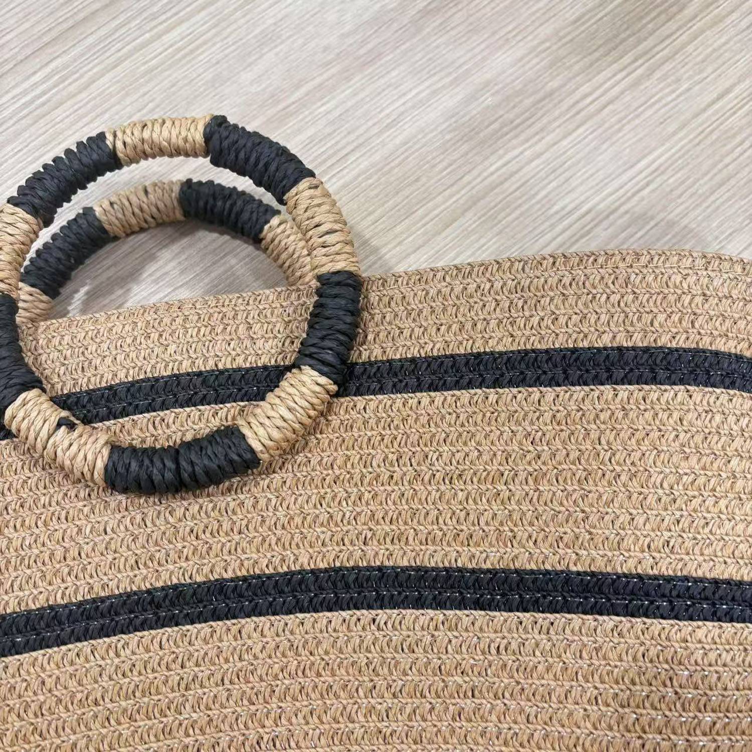 Large Capacity Women Straw Tote Bag, custom tote bag with logo imprint 4